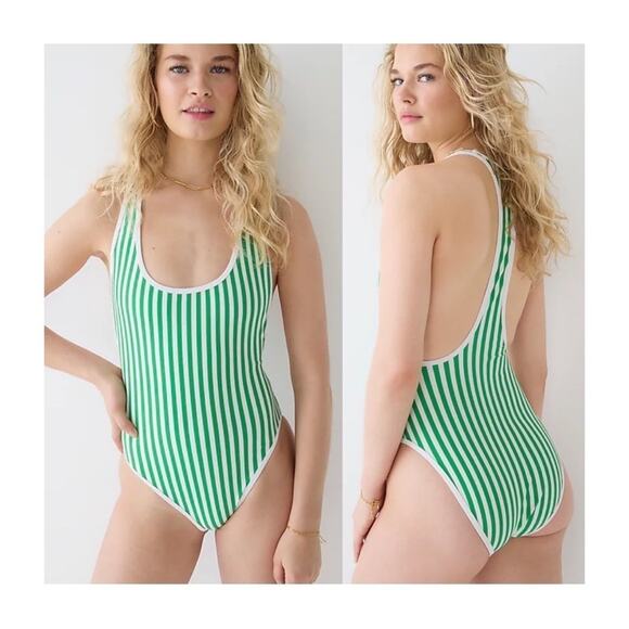 J. Crew Racerback One-Piece Swimsuit in Stripe - Picture 1 of 12